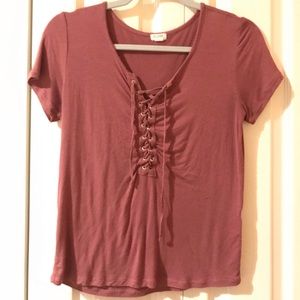 Pink tie up tee shirt